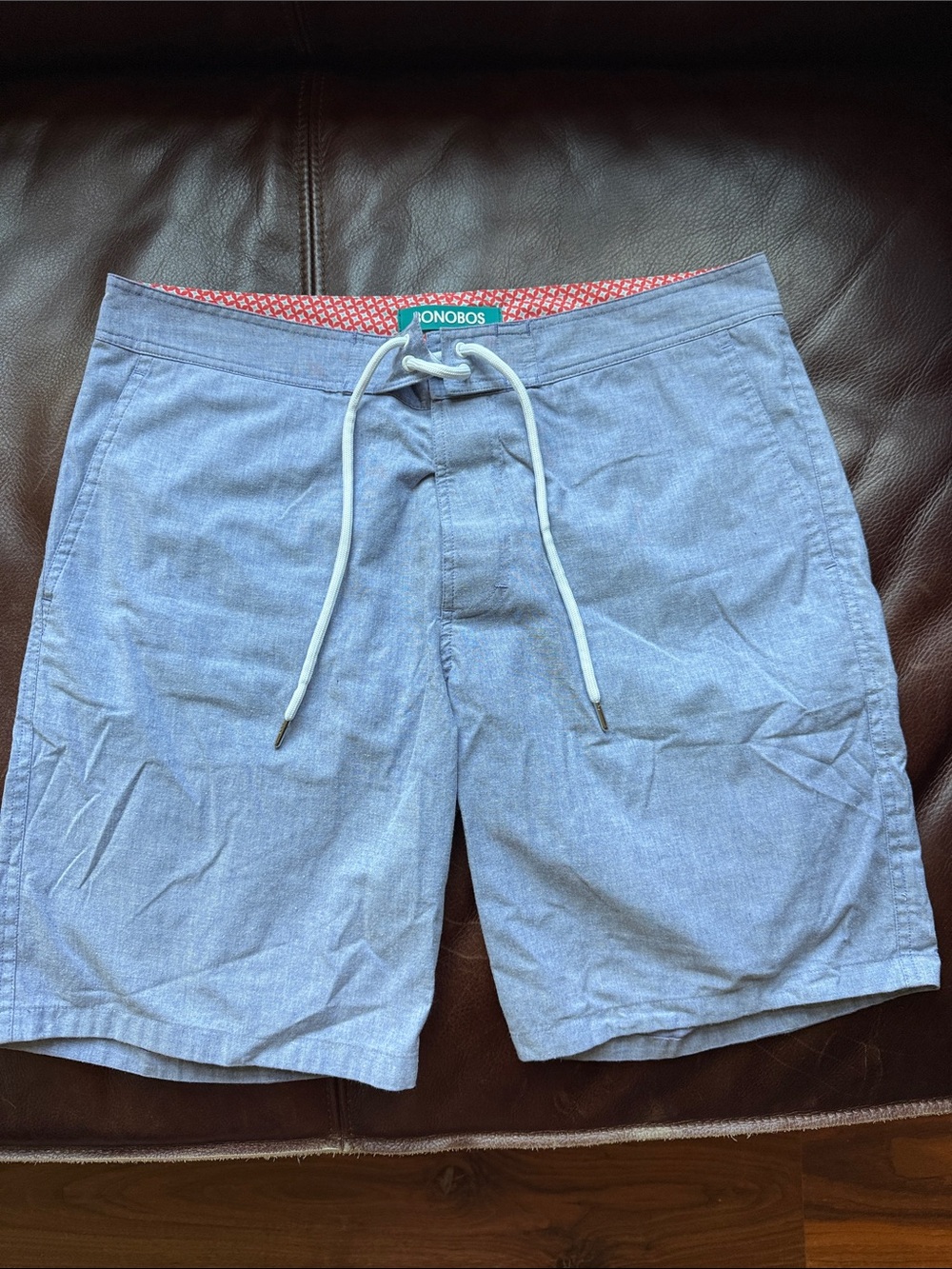 Bonobos Light Blue Men’s Swim Board Shorts with White Drawstring